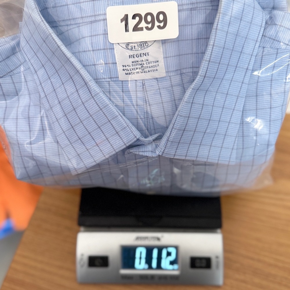Brooks Brothers Regent Fit Non-Iron Shirt Mens 17.5 35 Blue Check Supima Cotton - Picture 8 of 8